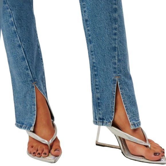 Good American Good Boy Twisted Slit Ankle Jeans Women's size 14 / 32 High Rise - Picture 11 of 16